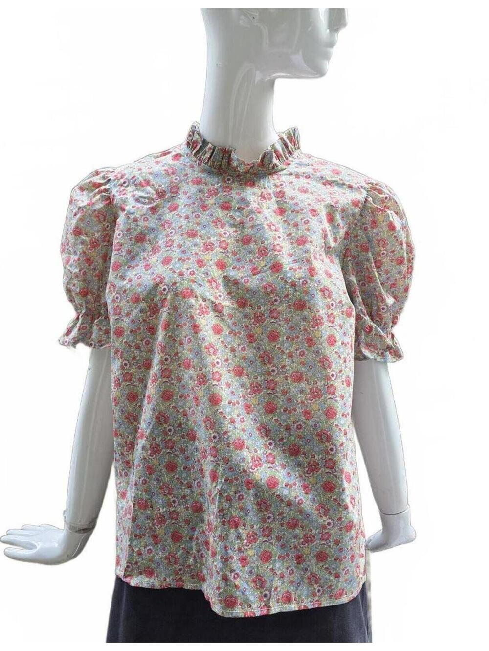 Wildseed Floral Cotton Puff Sleeve Blouse-Cottagecore Prairie Top